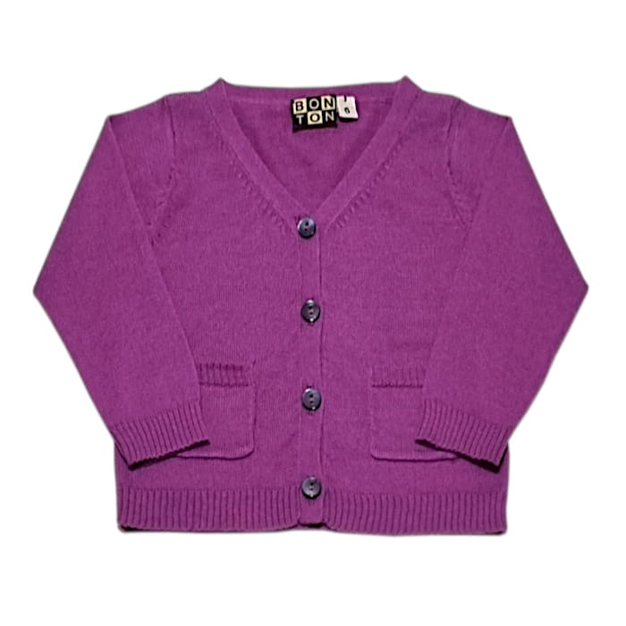 Cardigan bébé fille violet, taille 6 mois, marque Bonton - seconde main haut de gamme