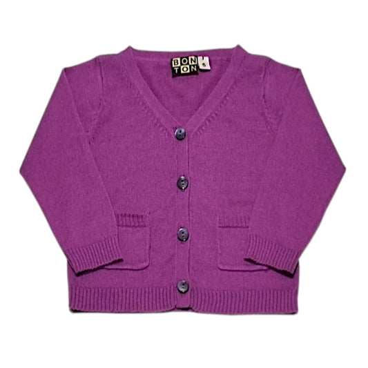 Cardigan bébé fille violet, taille 6 mois, marque Bonton - seconde main haut de gamme