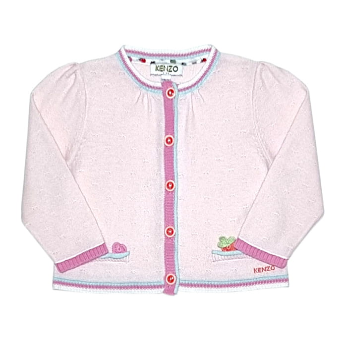 Cardigan bébé fille rose pâle, taille 12 mois, marque Kenzo - seconde main luxe