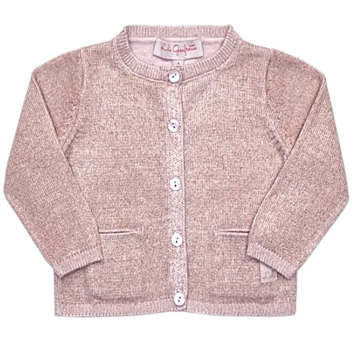 Cardigan bébé fille rose doré, taille 6 mois, marque Lili Gaufrette - seconde main premium
