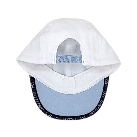 Casquette bicolore blanc bleu, Timberland, garçon 3 mois, vue de dos, accessoire bébé d'occasion en état excellent