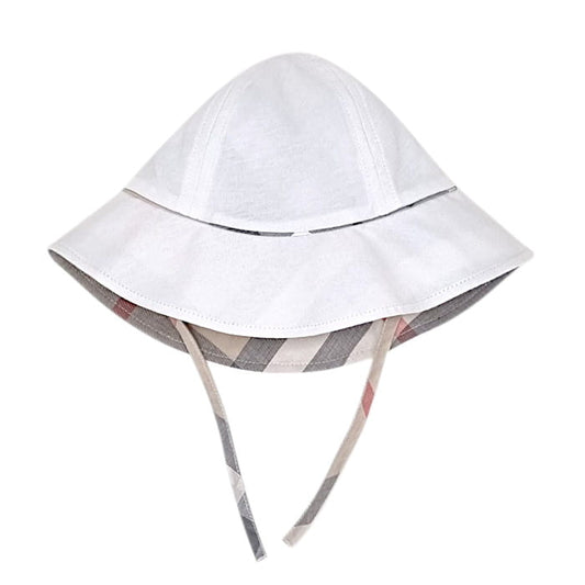 Chapeau bébé mixte blanc en coton, taille 1-3 mois, marque Burberry - seconde main luxe