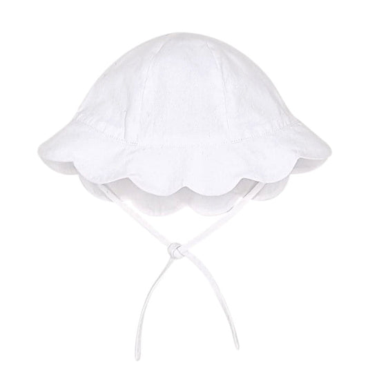 Chapeau blanc en coton, marque Jacadi, bébé fille 6 mois, vue de dos, accessoire chic de seconde main en excellent état