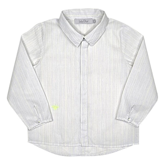 Chemise bébé garçon à rayures gris/jaune, taille 18 mois, marque Baby Dior - seconde main luxe