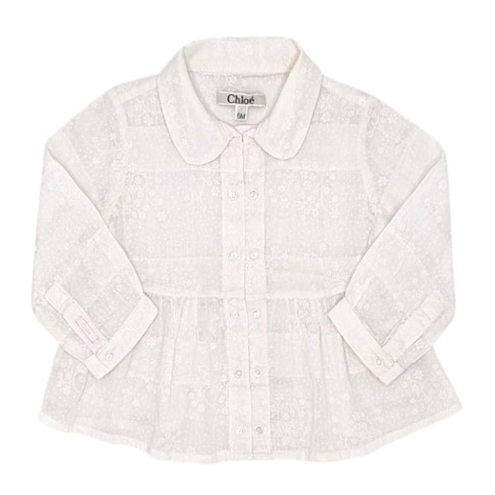 Chemise bébé fille écrue en coton et soie, taille 6 mois, marque Chloé - seconde main luxe