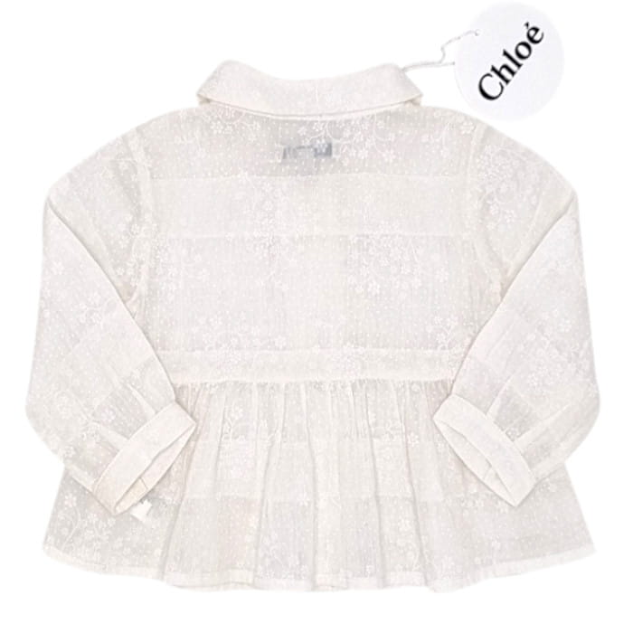 Chemise bébé fille écrue en coton et soie, taille 6 mois, marque Chloé - seconde main luxe