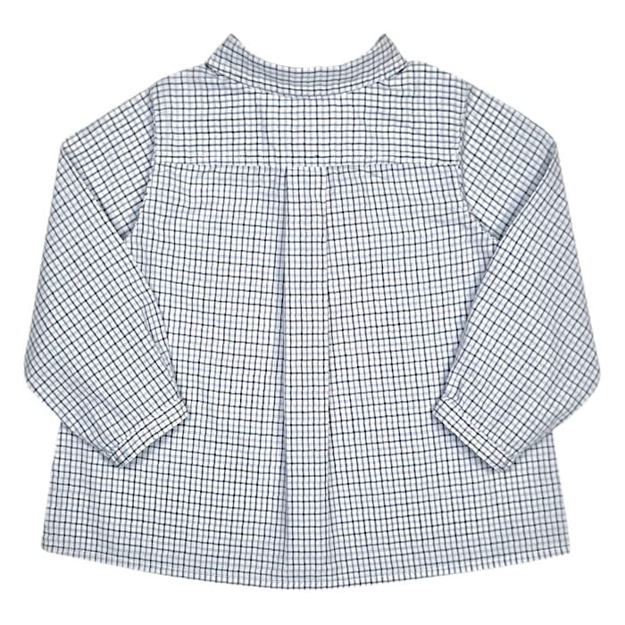 Chemise bébé garçon à petits carreaux blanc/gris, taille 12 mois, marque Bonpoint - seconde main haut de gamme