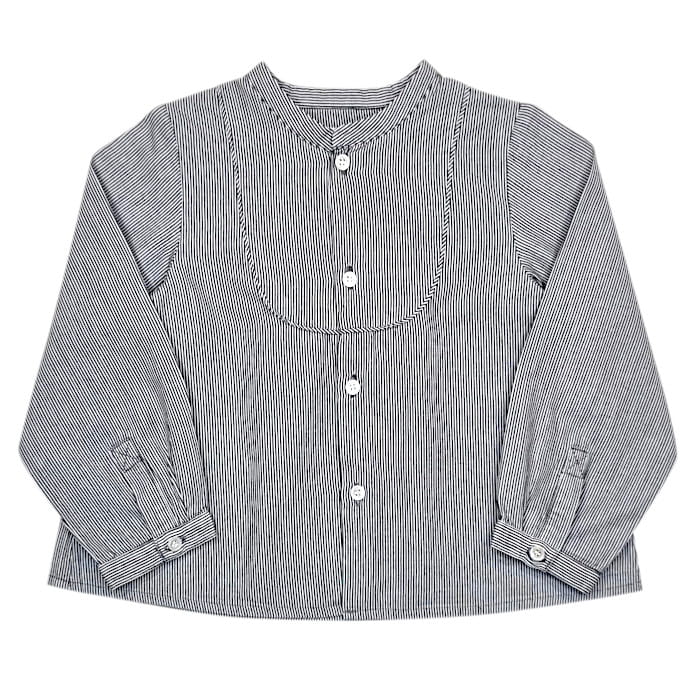 Chemise bébé fille à rayures gris/blanc, taille 18 mois, marque Bonpoint - seconde main haut de gamme