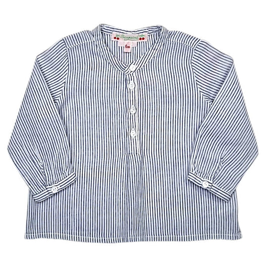 Chemise rayée bébé garçon bleu/blanc, taille 6 mois, marque Bonpoint - seconde main haut de gamme