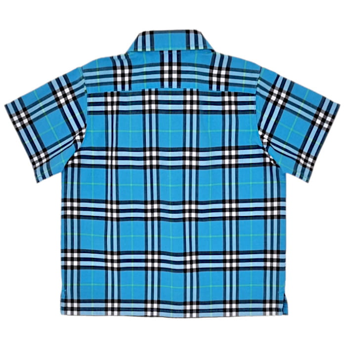 Chemise manches courtes bébé garçon bleue à carreaux, taille 12 mois, marque Burberry - seconde main luxe