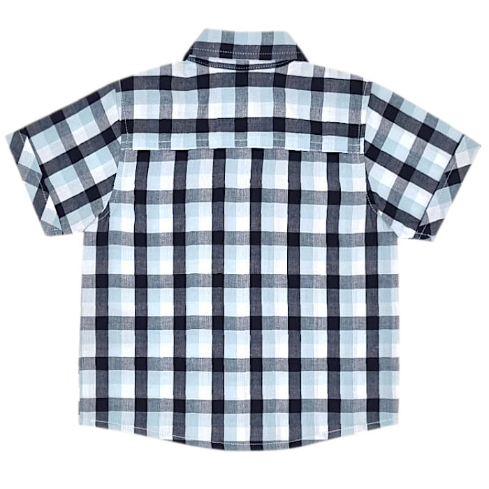 Chemise manches courtes bébé garçon à carreaux vert menthe/noir, taille 6-9 mois, marque Calvin Klein - seconde main premium