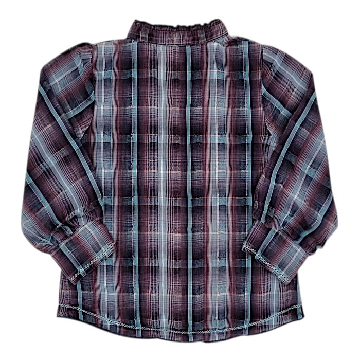 Chemise bébé fille à carreaux violet/vert d'eau, taille 12 mois, marque DKNY - seconde main premium