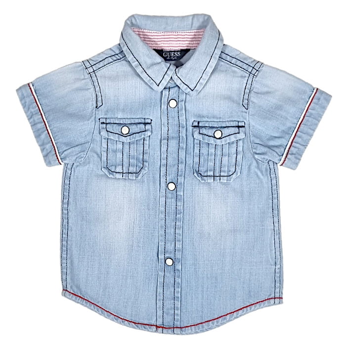 Chemise bébé fille en jean bleu, taille 6-9 mois, marque Guess - seconde main premium