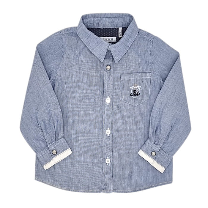 Chemise rayée bébé garçon bleu/blanc, taille 12 mois, marque IKKS - seconde main premium