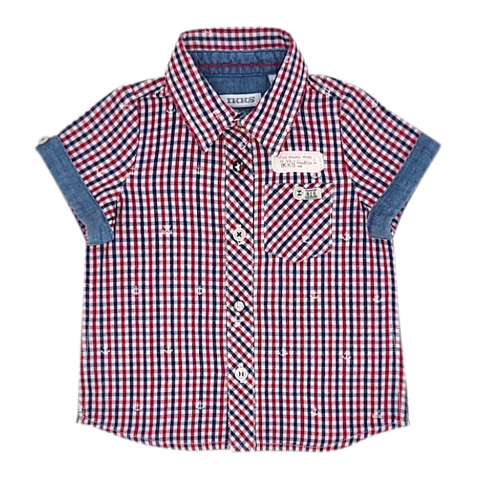 Chemise bébé garçon en vichy multicolore, taille 6 mois, marque IKKS - seconde main premium