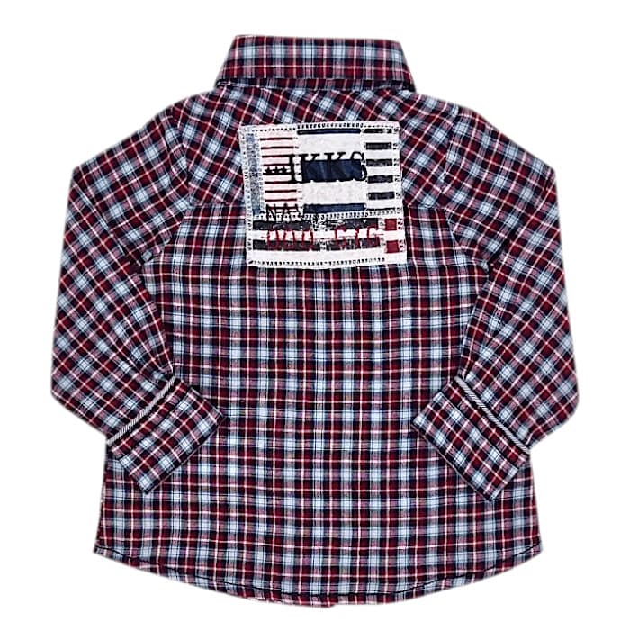 Chemise à carreaux bébé garçon à carreaux rouge/bleu, taille 6 mois, marque IKKS - seconde main premium