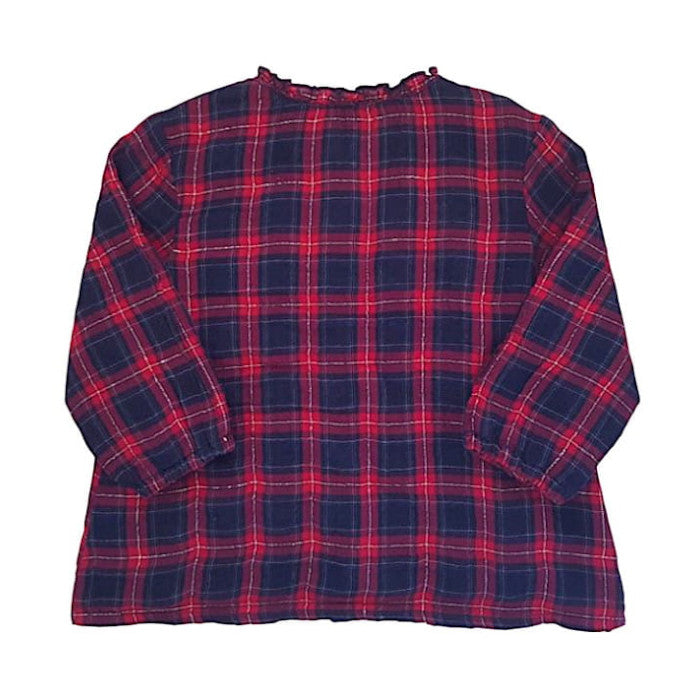 Chemise bébé fille motif tartan rouge/bleu marine, taille 6 mois, marque IKKS - seconde main premium