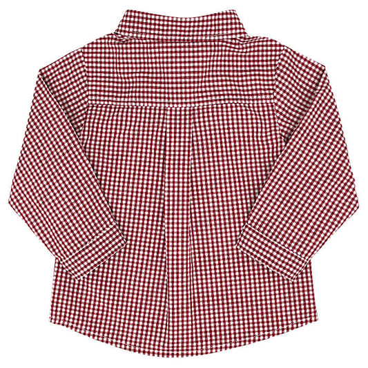 Chemise bébé garçon Jacadi 12 mois, rouge/blanc, manches longues avec poignets droits