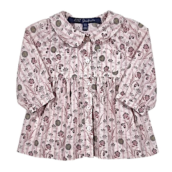 Chemise bébé fille rose motif floral, taille 3 mois, marque Lili Gaufrette - seconde main premium
