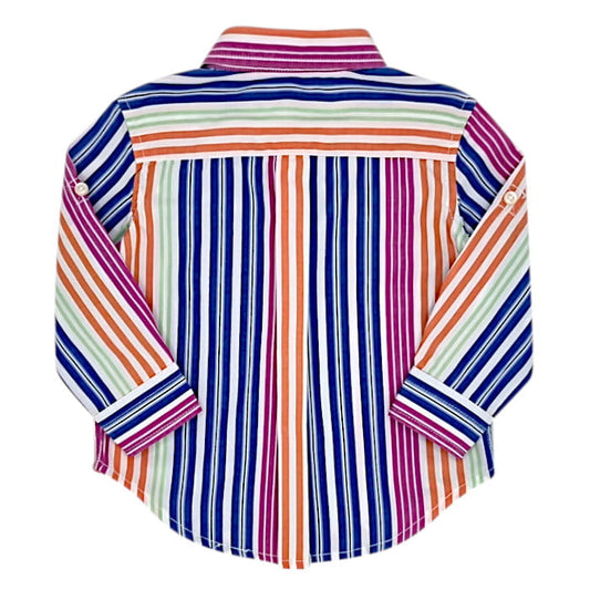 Chemise multicolore rayée, Ralph Lauren, garçon 12 mois, vue de dos, vêtement seconde main de marque pour bébé, mode circulaire