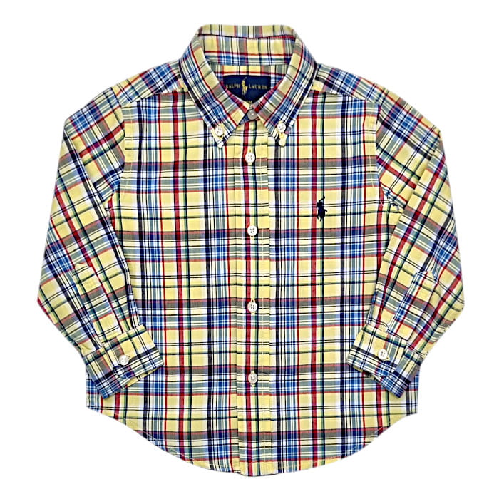 Chemise à carreaux bébé garçon jaune, taille 18 mois, marque Ralph Lauren - seconde main luxe