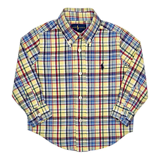 Chemise à carreaux bébé garçon jaune, taille 18 mois, marque Ralph Lauren - seconde main luxe