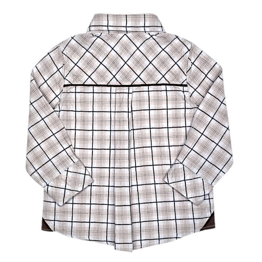 Chemise à carreaux marron, Tartine et Chocolat, pour bébé garçon 6 mois, vue de dos, marque bébé de vêtement chic