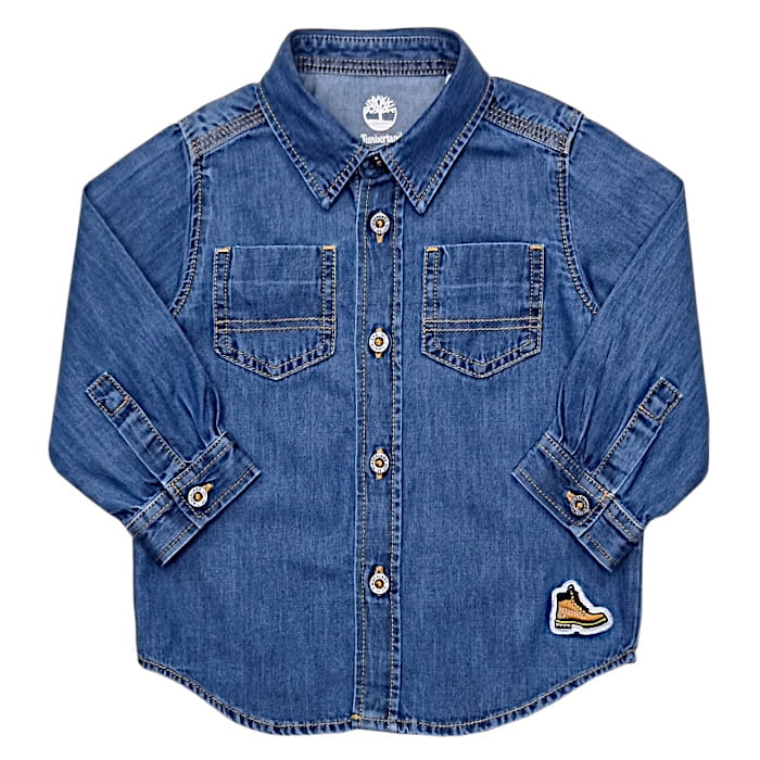 Chemise bébé garçon en jean bleu, taille 12 mois, marque Timberland - seconde main premium