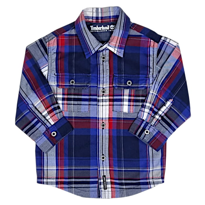 Chemise bébé garçon bleue à carreaux, taille 18 mois, marque Timberland - seconde main premium