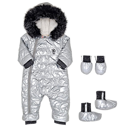 Combipilote bébé fille argentée, taille 6 mois, marque IKKS - seconde main premium