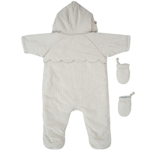 Combi pilote bébé beige en velours côtelé Jacadi, vue de dos, mixte 1 mois