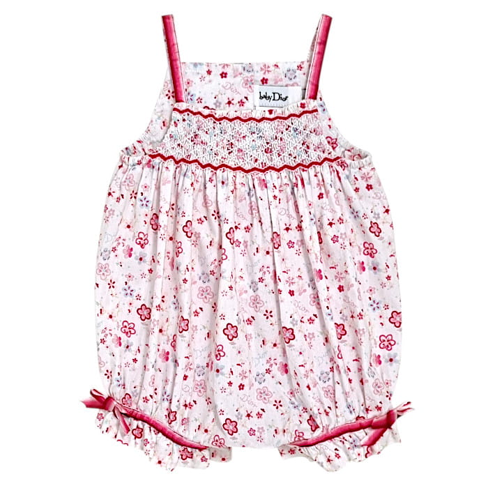 Vêtement bébé luxe d'occasion - Combinaison Baby Dior naissance fille 1 mois rose smockée