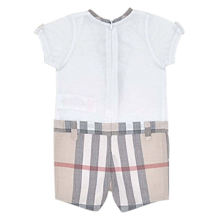 Combinaison blanche à carreaux, Burberry, garçon 3 mois