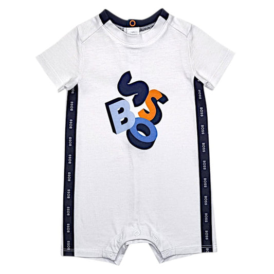 Combinaison bébé garçon blanche imprimée logo, taille 1 mois, marque Hugo Boss - seconde main haut de gamme