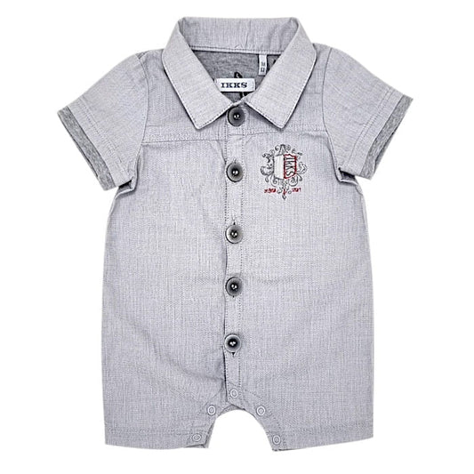 Combinaison bébé garçon grise à manches courtes, taille 1 mois, marque IKKS - seconde main premium
