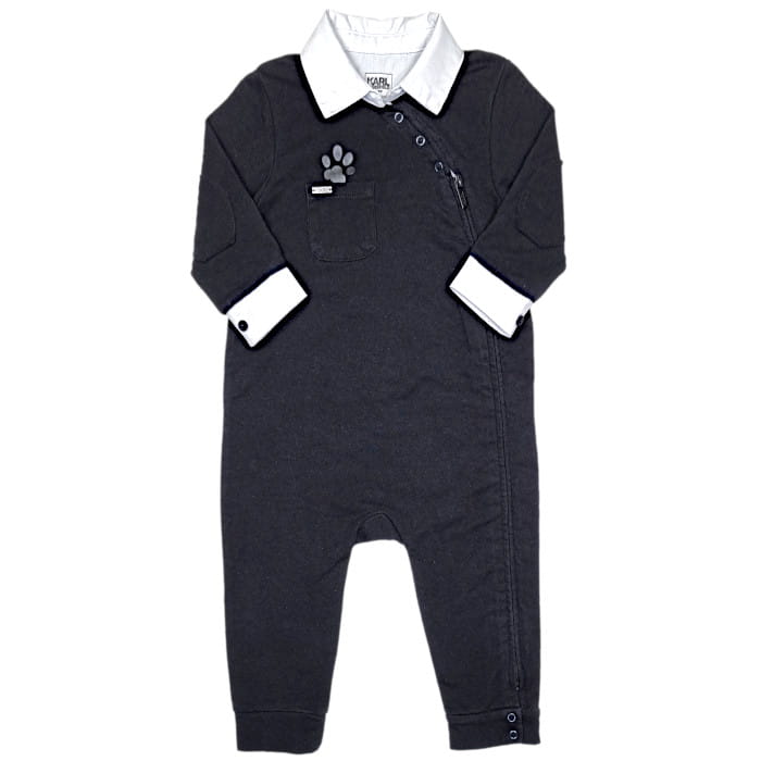 Combinaison bébé garçon noir/blanc à col pointu, taille 12 mois, marque Karl Lagerfeld - seconde main luxe