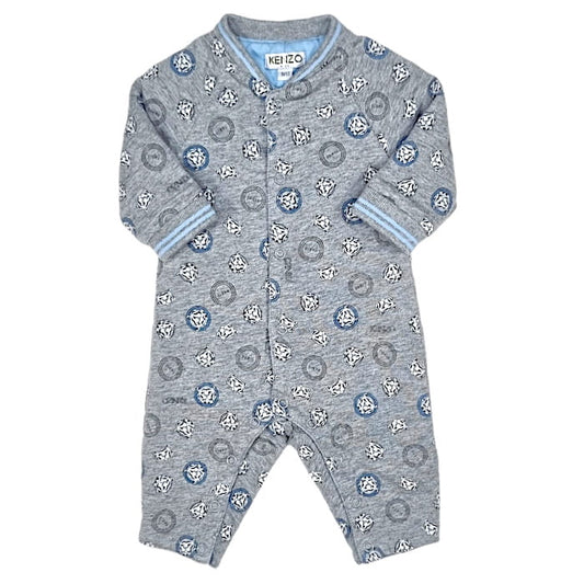 Combinaison bébé garçon gris/bleu motif tigre, taille 1 mois, marque Kenzo - seconde main luxe