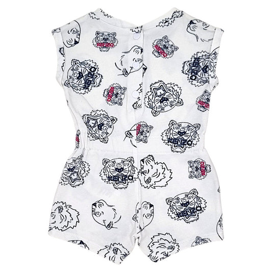 Combinaison bébé écru/marine imprimé tigre Kenzo, vue de dos, fille 3 mois