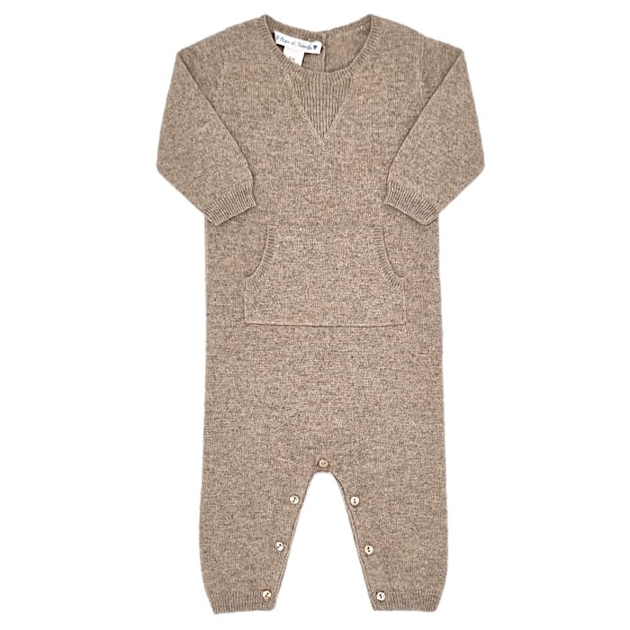 Combinaison bébé mixte en cachemire marron, taille 6 mois, marque Oscar et Valentine - seconde main haut de gamme