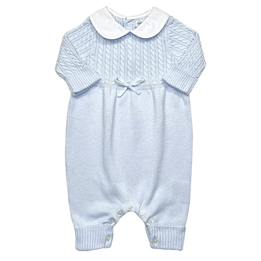 Combinaison bébé garçon bleu ciel à torsades, taille 6 mois, marque Ralph Lauren - seconde main luxe