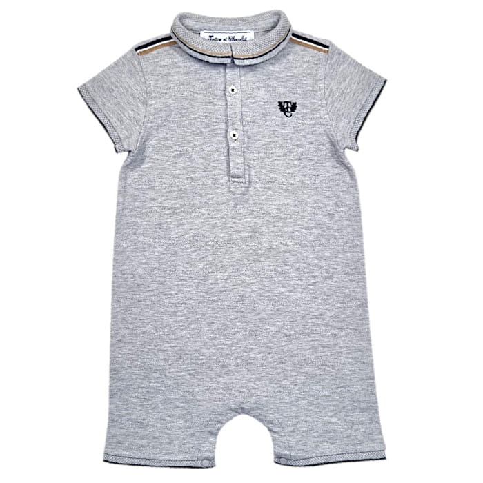 Combinaison courte bébé garçon 18 mois gris chiné - Vêtement seconde main de marque Tartine et Chocolat