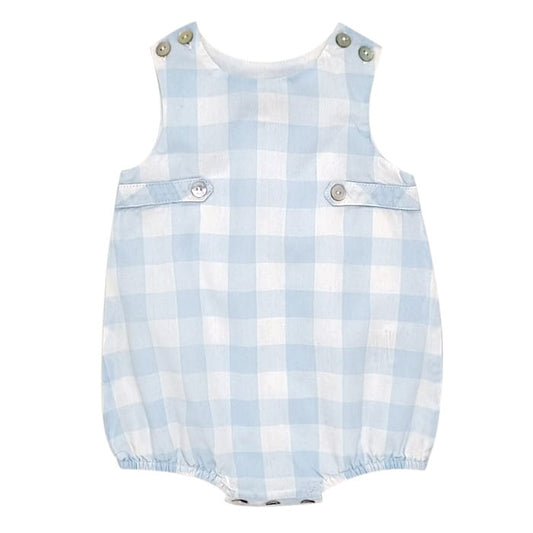 Combinaison bébé garçon en vichy bleu/blanc, taille 3 mois, marque Tartine et Chocolat - seconde main haut de gamme