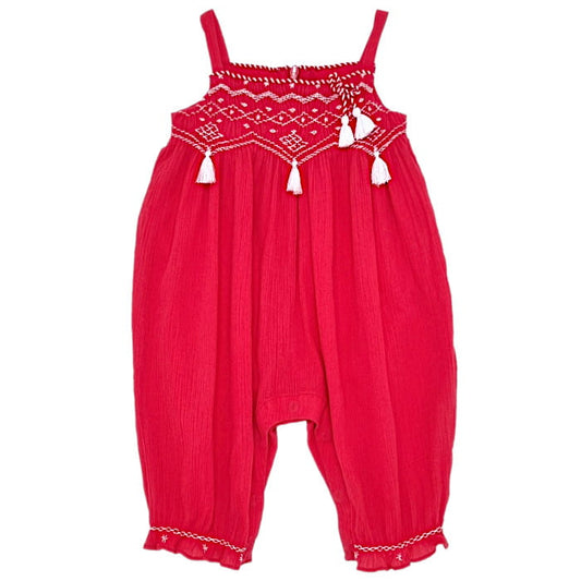 Combinaison bébé fille corail à bretelles, taille 3 mois, marque Tartine et Chocolat - seconde main haut de gamme