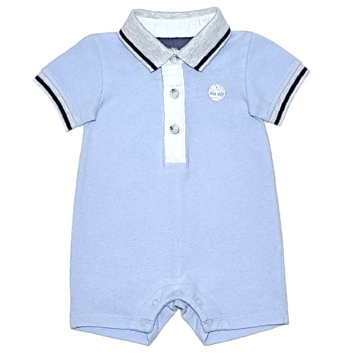 Combi-short bébé garçon bleu à col polo, taille 1 mois, marque Timberland - seconde main premium