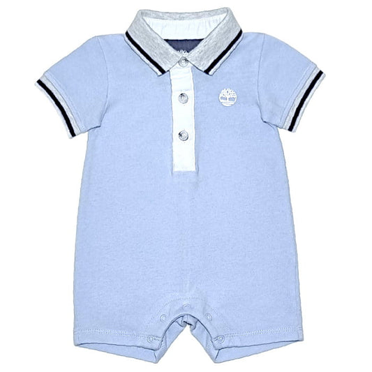 Combi-short bébé garçon bleu à col polo, taille 1 mois, marque Timberland - seconde main premium