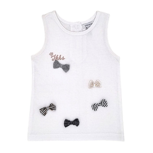 Débardeur bébé fille blanc à nœuds, taille 18 mois, marque IKKS - seconde main premium