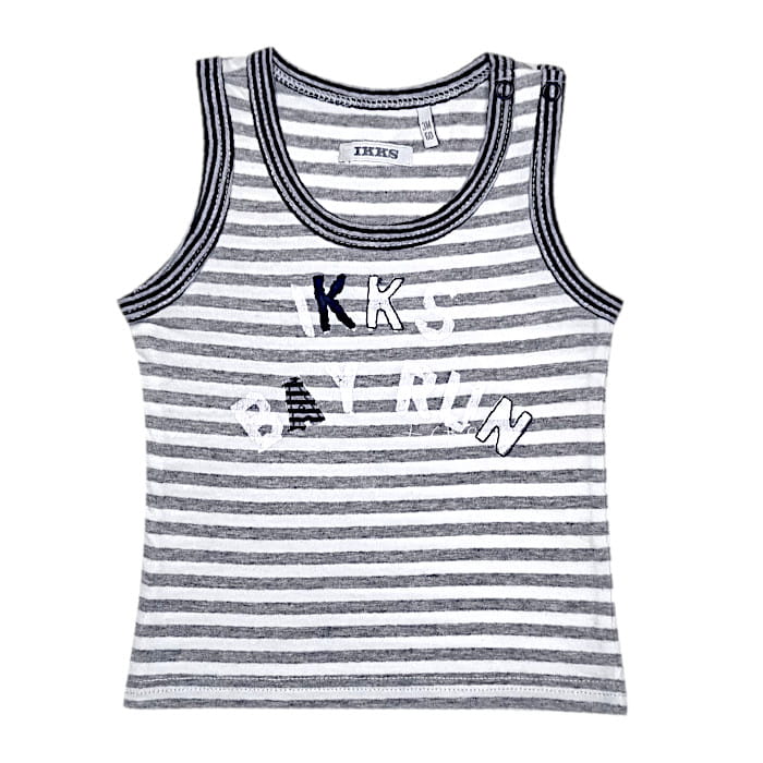 Débardeur bébé garçon à rayures gris/blanc, taille 3 mois, marque IKKS - seconde main premium
