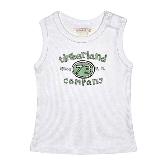 Débardeur bébé garçon blanc en jersey côtelé, taille 3 mois, marque Timberland - seconde main premium