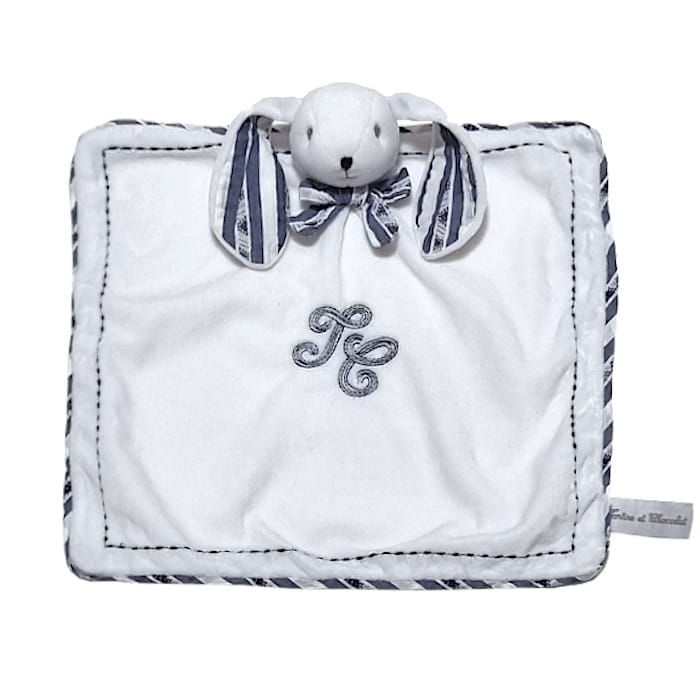 Doudou bébé Tartine et Chocolat d'occasion blanc et marine