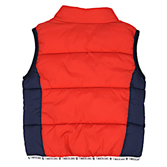 Doudoune sans manches bébé garçon Timberland 6 mois, rouge/marine, avec galon imprimé logo